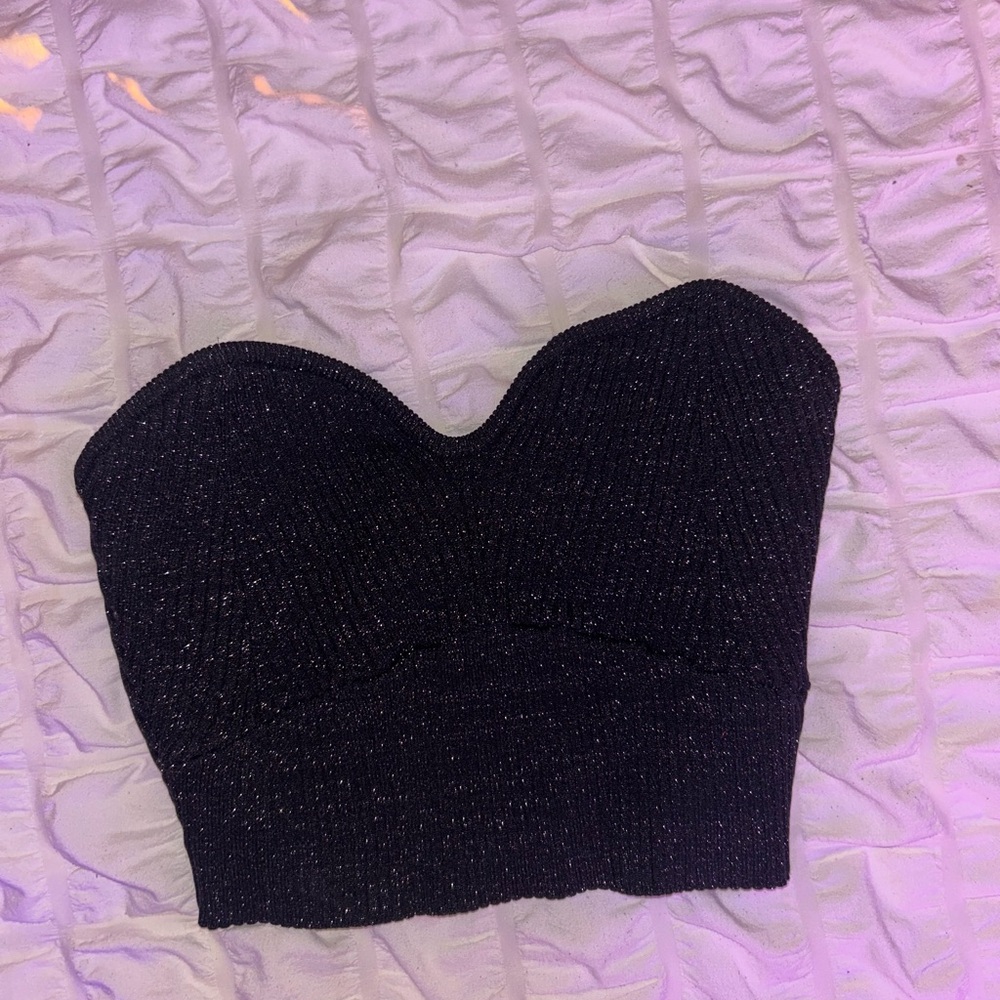 Forever 21 Black Glitter Tube Top
